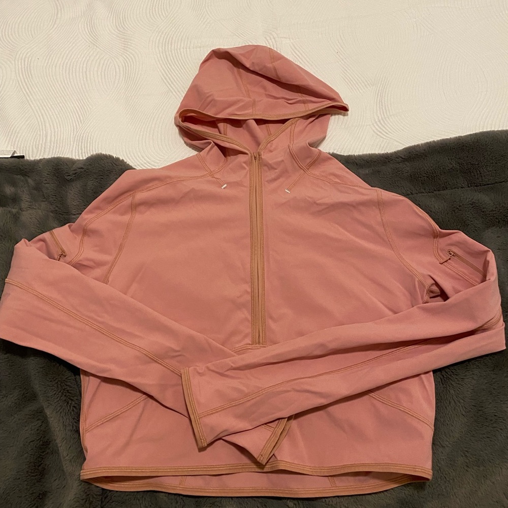 Lululemon light pink size 12 quarter zip jacket with hood